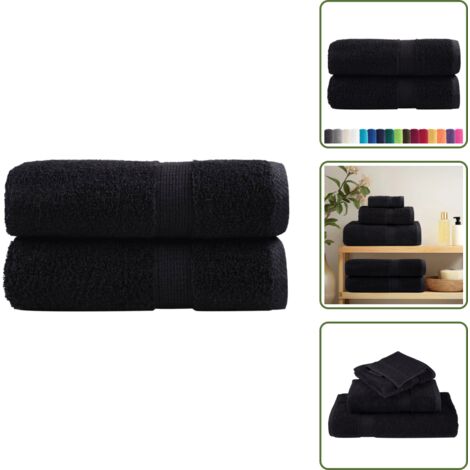 The Living Store Toallas de mano premium SOLUND, 2 unidades, color negro, 30 x 30 cm, 600 g/m² - Toalla de mano