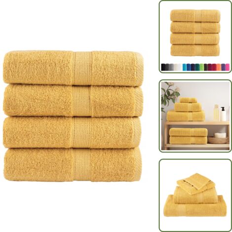 The Living Store Toallas de mano premium SOLUND, 4 uds, doradas, 30 x 30 cm, 600 g/m² - Toalla facial