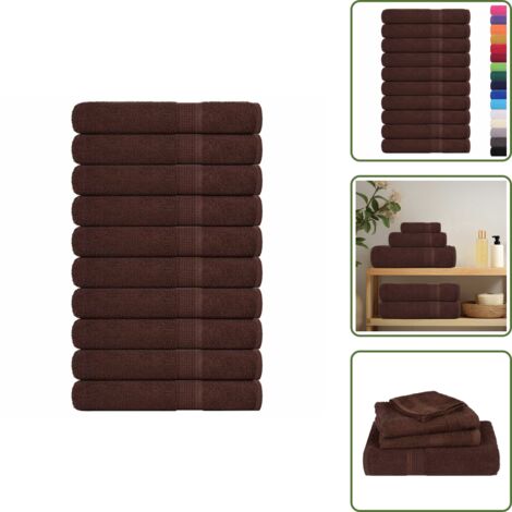 The Living Store Toallas de sauna FROGN 10 uds marrón 80x200 cm 360 g/m² - Toalla de algodón