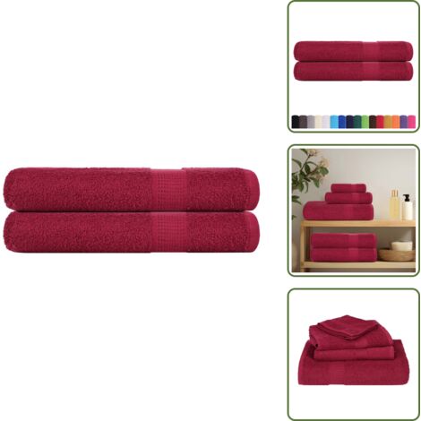 The Living Store Toallas de sauna FROGN 2 uds burdeos 80x200 cm 360 g/m² - Toalla de algodón