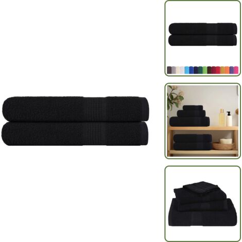The Living Store Toallas de sauna FROGN 2 uds negro 80x200 cm 360 g/m² - Toalla de algodón