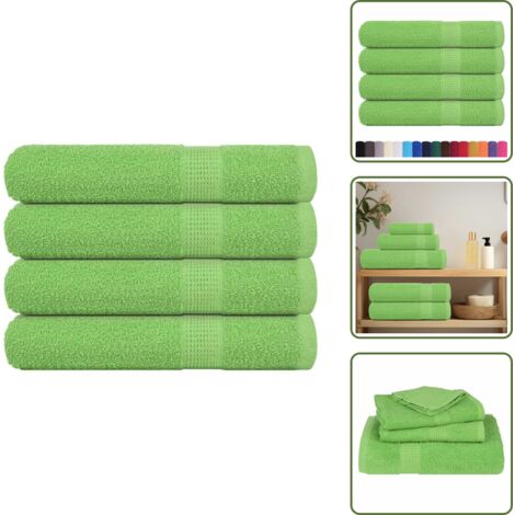 The Living Store Toallas de sauna FROGN 4 uds verde manzana 80x200 cm 360 g/m² - Toalla de algodón