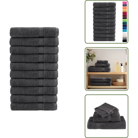 The Living Store Toallas de sauna SOLUND 10 uds antracita 80x200 cm 600 gsm - Toalla de algodón