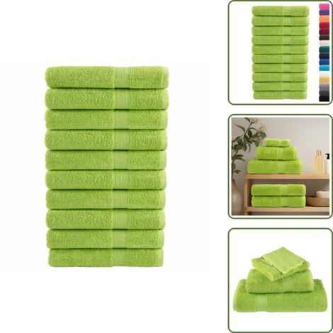 The Living Store Toallas de sauna SOLUND 10 uds verde manzana 80x200 cm 600 gsm - Toalla de algodón