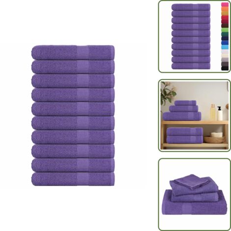 The Living Store Toallas FROGN 10 uds morado 100x200 cm 360 g/m² - Toallas de playa