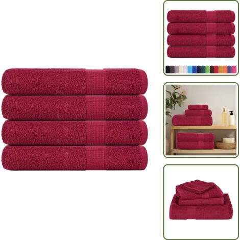The Living Store Toallas FROGN 4 uds burdeos 100x200 cm 360 g/m² - Toallas de playa