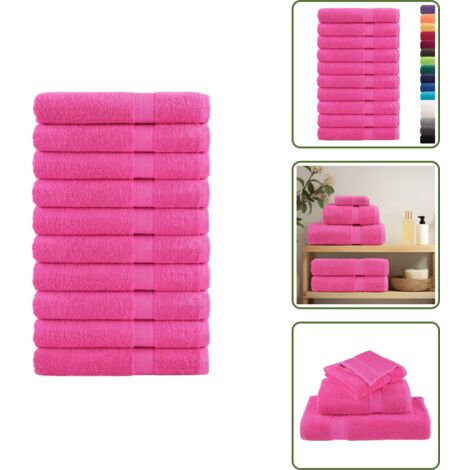 The Living Store Toallas premium SOLUND 10 unidades rosa 100x200 cm 600 gsm - Toallas de playa