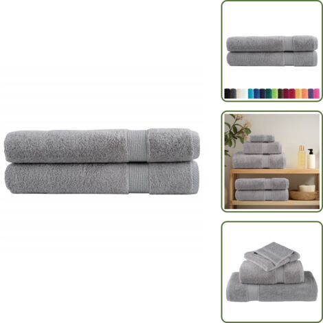 The Living Store Toallas premium SOLUND 2 uds gris 100x200 cm 600 gsm - Toalla de playa