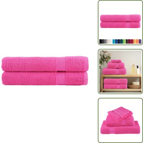 The Living Store Toallas premium SOLUND 2 unidades rosa 100x200 cm 600 gsm - Toallas de playa