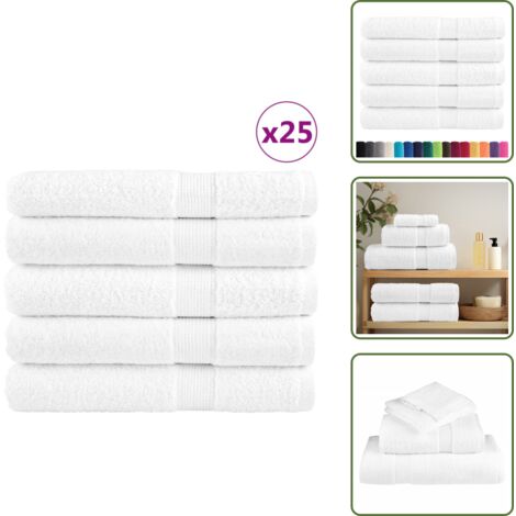 The Living Store Toallas premium SOLUND 25 uds blanco 100x200 cm 600 gsm - Toallas de playa