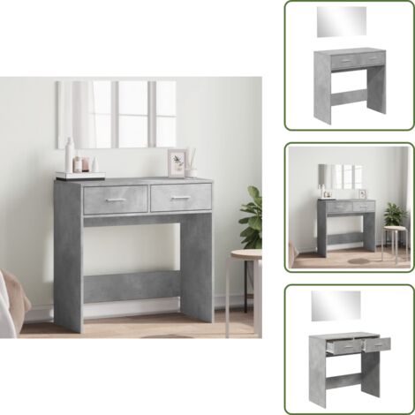 The Living Store Tocador con espejo color gris hormigón 80x39x80 cm - Tocador de madera