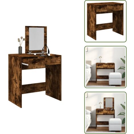 The Living Store Tocador con espejo roble ahumado 73x46,5x120 cm - Tocador con espejo