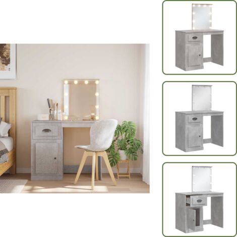 The Living Store Tocador con luces LED gris hormigón 90x42x132,5 cm - Tocador con luces LED