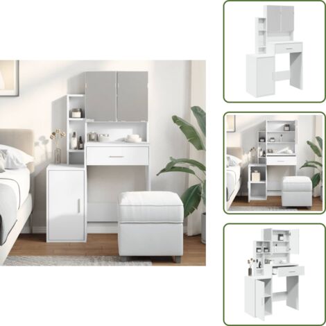 The Living Store Tocador con mueble blanco 80x35x132 cm - Tocador blanco