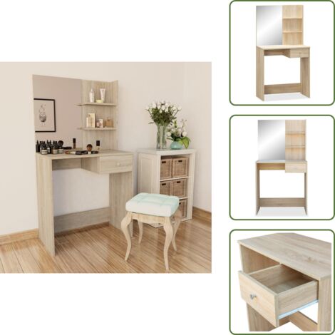 The Living Store Tocador de madera de ingeniería roble 75x40x141 cm - Tocador de roble