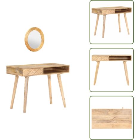 The Living Store Tocador de madera maciza de mango 100x50x76 cm - Mesa de maquillaje