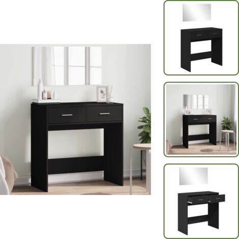 The Living Store Toeletta con Specchio Nero 80x39x80 cm - Specchio