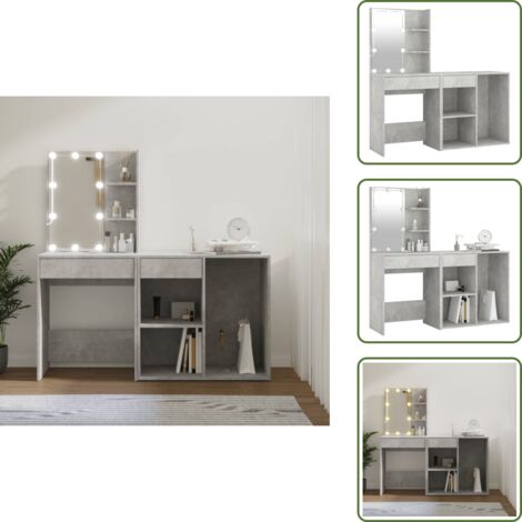 The Living Store Toeletta LED con Armadietto in Legno Multistrato Grigio Cemento - Armadietto in legno multistrato