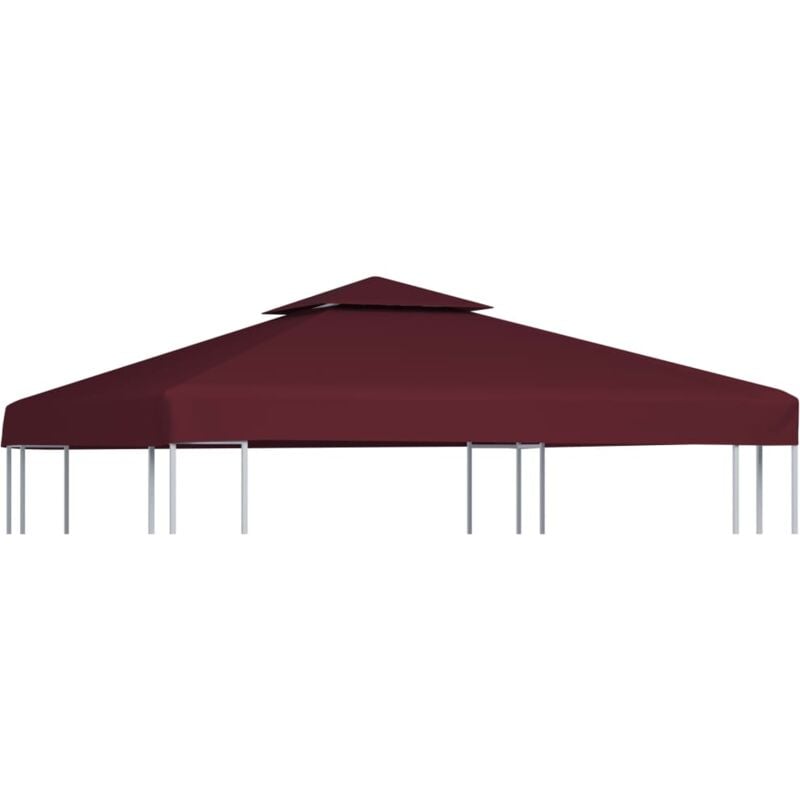 The Living Store - Toile supérieure double de belvédère 310 g/m² 3x3 m Bordeaux Rouge