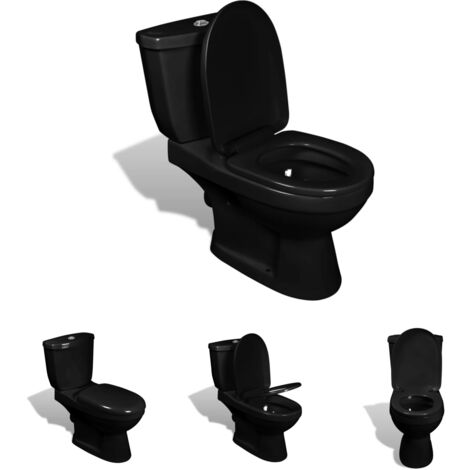 The Living Store Toilette mit Spülkasten Schwarz - Toiletten