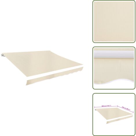 The Living Store Toldo de lona color crema 3x2,5 m sin armazón - Toldo superior