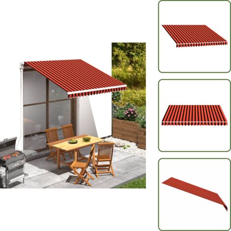 The Living Store Toldo de lona naranja y marrón 3x2,5 m - Toldo de poliéster