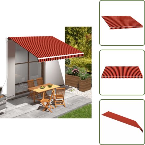 The Living Store Toldo de lona naranja y marrón 4x3 m - Toldo de poliéster