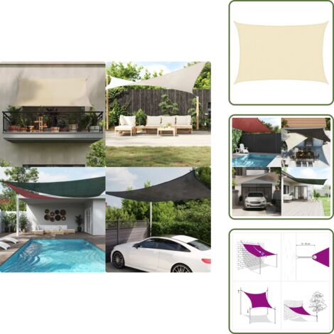The Living Store Toldo de vela crema HDPE 160 g/m² 2,5x4 m - Sombrilla HDPE