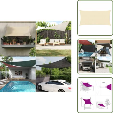 The Living Store Toldo de vela crema HDPE 160 g/m² 2x3,5 m - Sombrilla crema