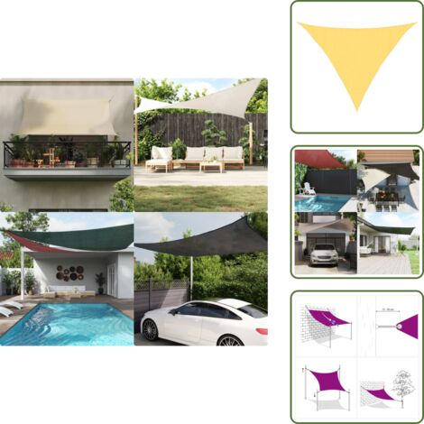 The Living Store Toldo de vela HDPE beige 160 g/m² 3,5x3,5x4,9 m - Sombrilla triangular