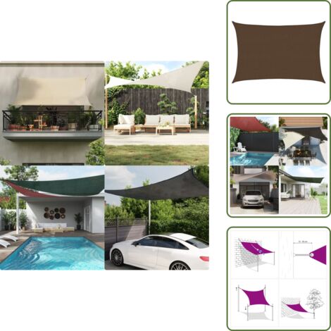 The Living Store Toldo de vela HDPE marrón 160 g/m² 2,5x4 m - Toldo HDPE