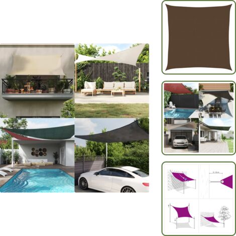 The Living Store Toldo de vela HDPE marrón 160 g/m² 7x7 m - Toldo HDPE