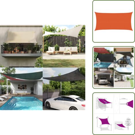 The Living Store Toldo de vela HDPE naranja 160 g/m² 2,5x5 m - Toldo HDPE