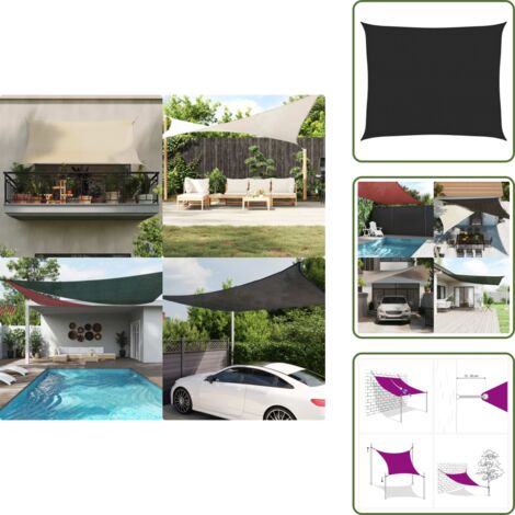 The Living Store Toldo de vela negro HDPE 160 g/m² 2,5x3 m - Toldo HDPE