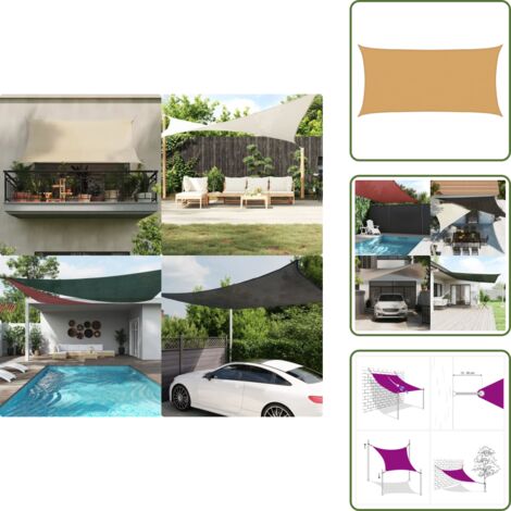 The Living Store Toldo de vela rectangular HDPE arena 160 g/m² 2x3,5 m - Toldo de polietileno