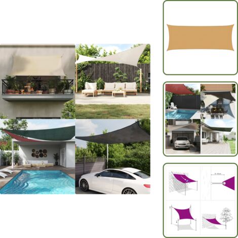 The Living Store Toldo de vela rectangular HDPE arena 160 g/m² 2x4,5 m - Toldo de polietileno