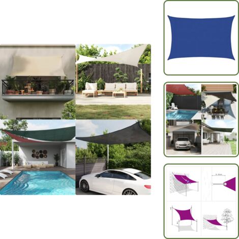 The Living Store Toldo de vela rectangular HDPE azul 160 g/m² 3x5 m - Toldo azul