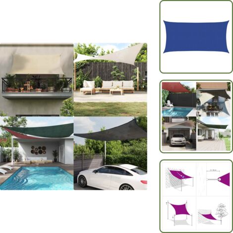 The Living Store Toldo de vela rectangular HDPE azul 2,5x5 m - Toldo azul