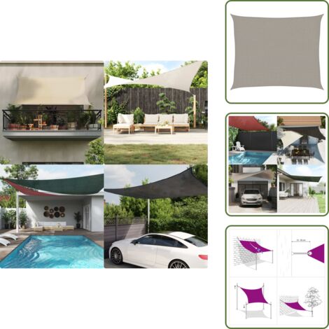The Living Store Toldo de vela rectangular HDPE gris claro 160 g/m² 2,5x3 m - Toldo de polietileno