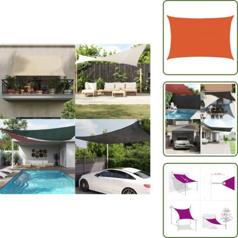 The Living Store Toldo de vela rectangular HDPE naranja 160 g/m² 4x5 m - Toldo HDPE