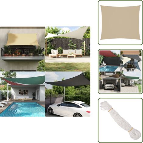 The Living Store Toldo de vela rectangular tela Oxford beige 2x2,5 m - Toldo rectangular