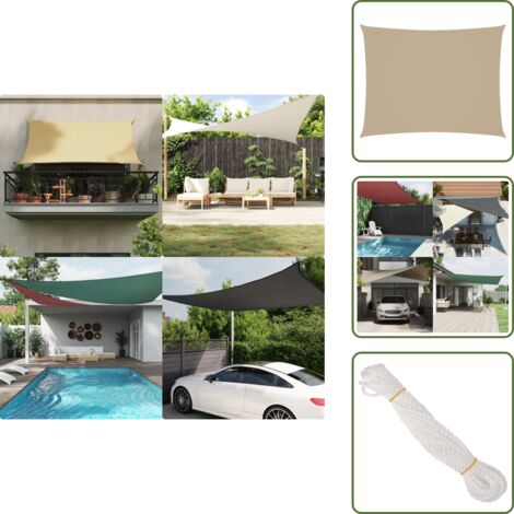 The Living Store Toldo de vela rectangular tela Oxford beige 4x5 m - Toldo rectangular