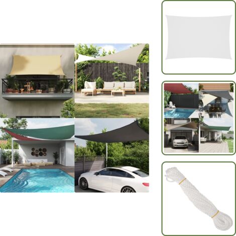 The Living Store Toldo de vela rectangular tela Oxford blanco 2,5x4,5 m - Toldo rectangular