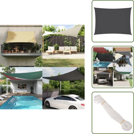 The Living Store Toldo de vela rectangular tela Oxford gris antracita 2,5x4,5 m - Toldo rectangular