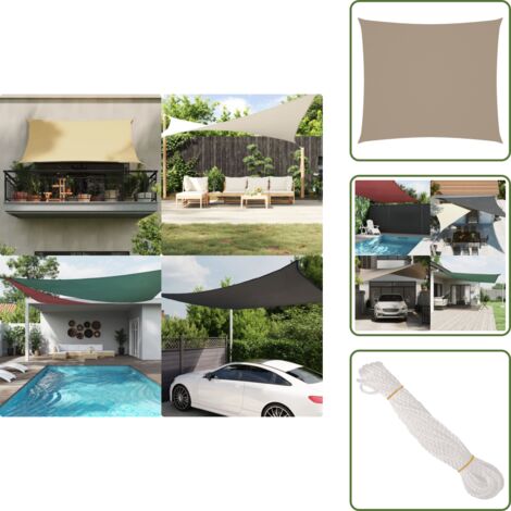 The Living Store Toldo de vela rectangular tela Oxford gris taupe 2x2,5 m - Toldo rectangular