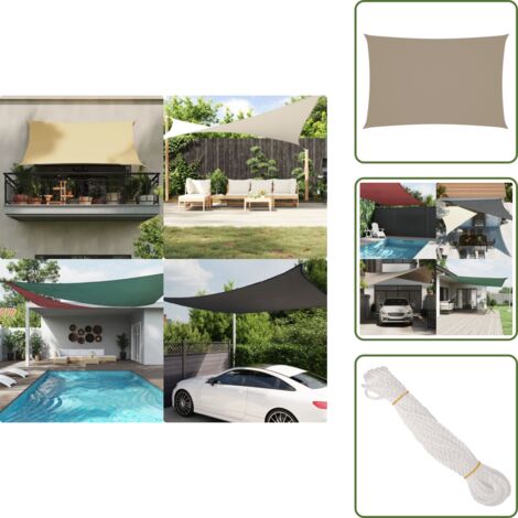 The Living Store Toldo de vela rectangular tela Oxford gris taupe 2x4 m - Toldo rectangular