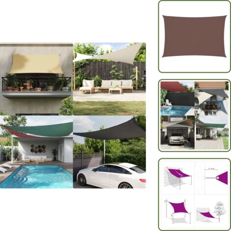 The Living Store Toldo de vela rectangular tela Oxford marrón 2x4 m - Toldo rectangular