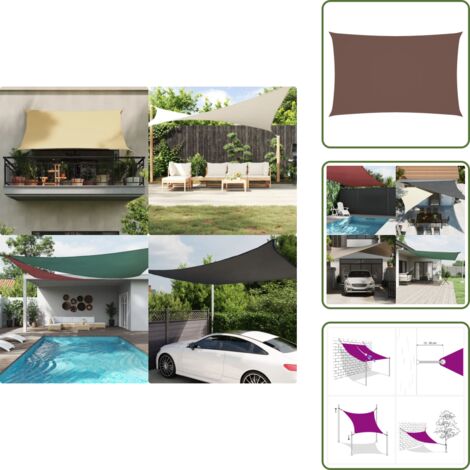 The Living Store Toldo de vela rectangular tela Oxford marrón 2x5 m - Toldo rectangular