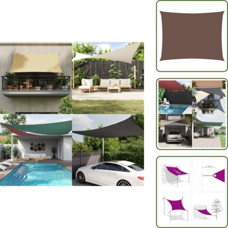 The Living Store Toldo de vela rectangular tela Oxford marrón 6x7 m - Toldo rectangular