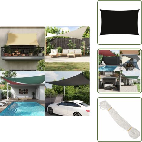 The Living Store Toldo de vela rectangular tela Oxford negro 2x4 m - Toldo rectangular
